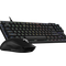 Black gaming keyboard and mouse set on a white background