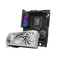 Computer motherboard with a graphics card on a white background