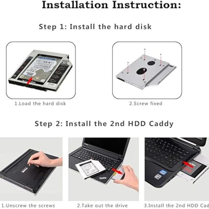 Generic Hard Drive Caddy Tray, Universal 12.7mm SATA to SATA 2nd SSD HDD Hard Disk Caddy Adapter Tray Enclosures (NEW) 30 Days Warranty