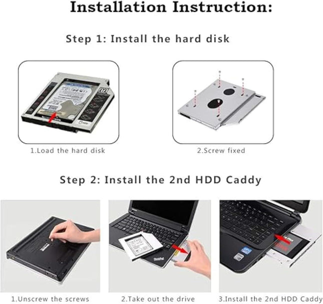 Generic Hard Drive Caddy Tray, Universal 12.7mm SATA to SATA 2nd SSD HDD Hard Disk Caddy Adapter Tray Enclosures (NEW) 30 Days Warranty