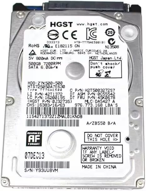 500GB 2.5 Inch Internal HDD (USED: GRADE A)