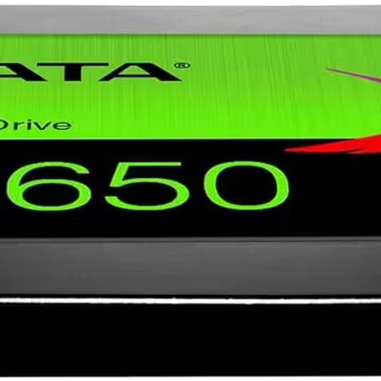 ADATA SU650 solid state drive with colorful design on a black background