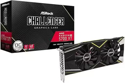 ASRock Challenger graphics card with packaging on a white background