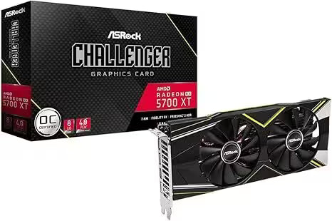ASRock Challenger graphics card with packaging on a white background