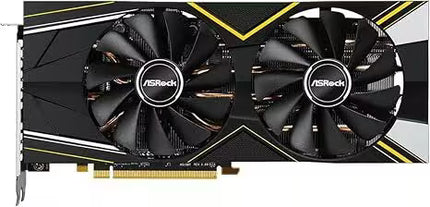 ASRock graphics card with two fans on a white background