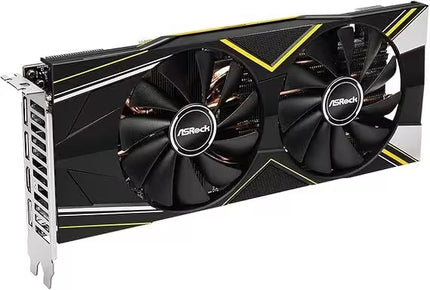 ASRock graphics card with dual fans on a white background