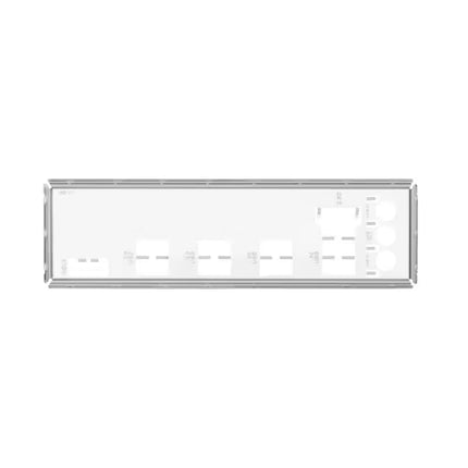 A long, narrow rectangular control panel or appliance faceplate with a silver metallic border and white face, shown on a plain white background.