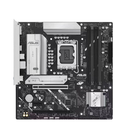 ASUS PRIME-R16900M-4 LGA 1700 desktop motherboard in a black and silver color scheme, shown from a top-down perspective on a white background.