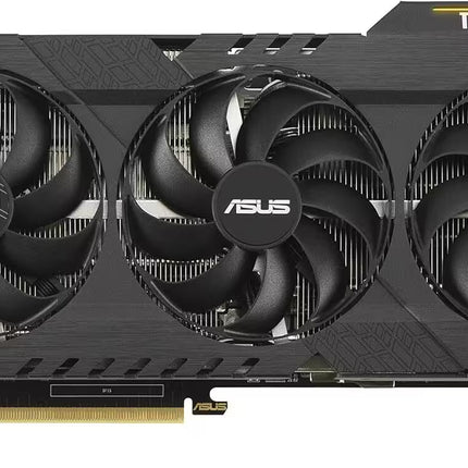 Asus TUF Gaming graphics card with three fans on a white background