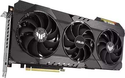 Asus graphics card with three fans on a white background