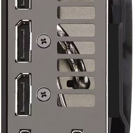 Close-up of a computer case with multiple USB ports and cooling fins.