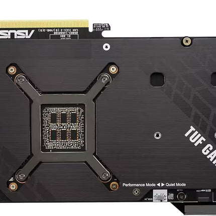 NVIDIA GeForce RTX graphics card with TUF Gaming branding on a black background