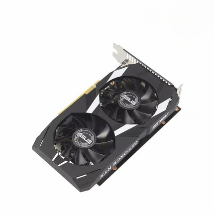 Gaming graphics card with two fans on a white background