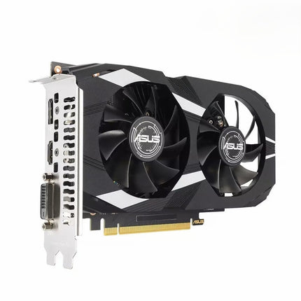 Asus graphics card with dual fans on a white background