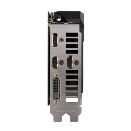 Computer graphics card with multiple ports on a white background