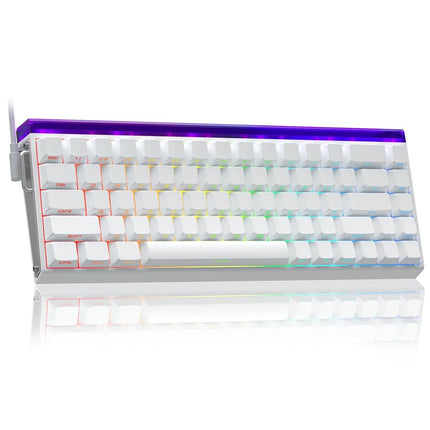 Mechanical keyboard with RGB lighting on a white background