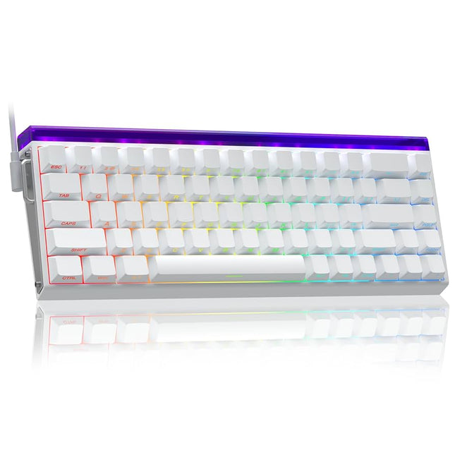 Mechanical keyboard with RGB lighting on a white background