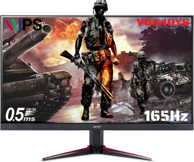 Gaming monitor with military-themed display and Acer branding