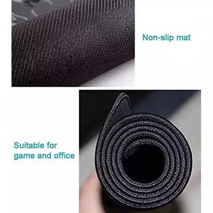 A black textured non-slip mat shown rolled up, with text reading 'Non-slip mat' and 'Suitable for game and office'.