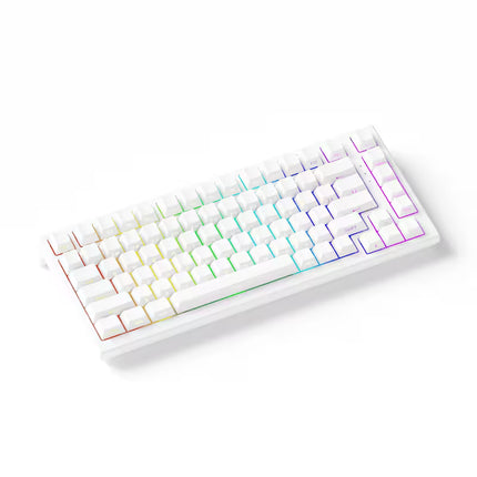 White keyboard with rainbow backlighting on a white background