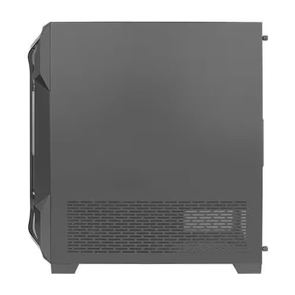 A dark gray computer tower case shown from the side against a plain white background.