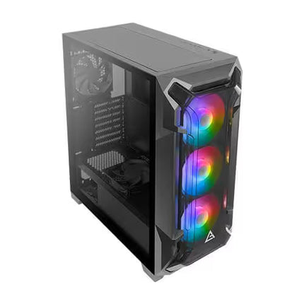 Computer case with RGB lighting on a white background