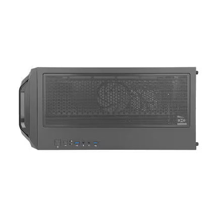 Black computer case on a white background