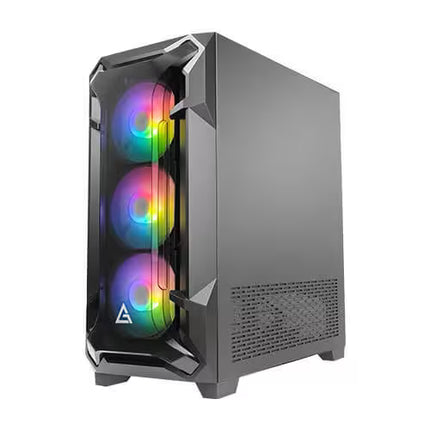 Computer case with RGB lighting on a white background