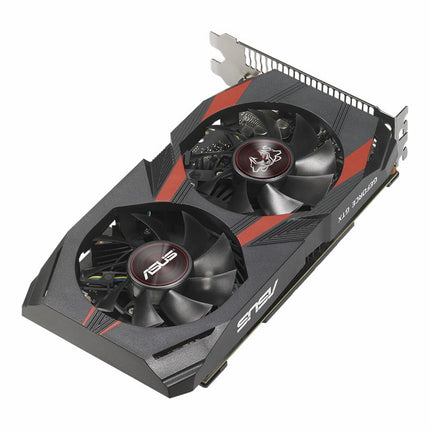Gaming graphics card with two fans on a white background