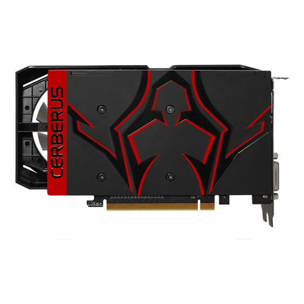 Computer graphics card with 'Cerberus' branding on a white background