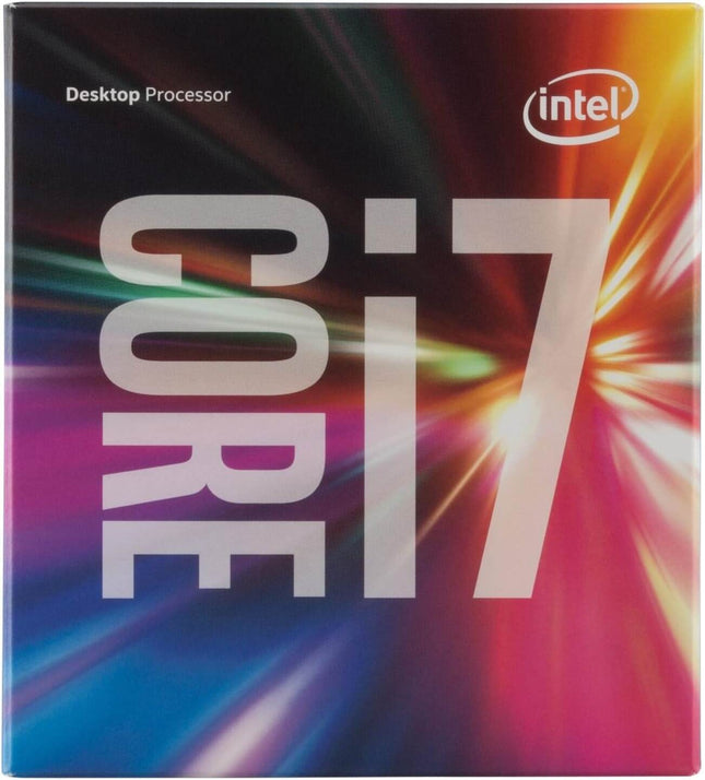 Intel Core i7 desktop processor packaging with colorful background