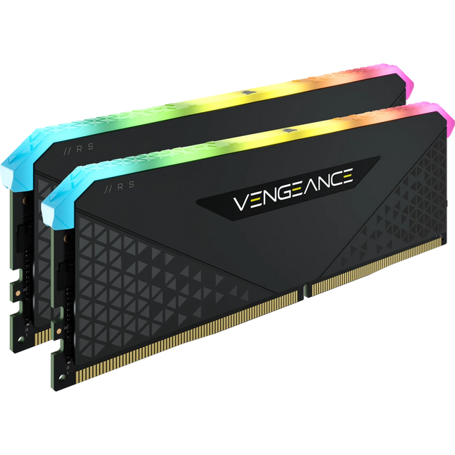 Two Vengeance RAM modules with RGB lighting on a white background