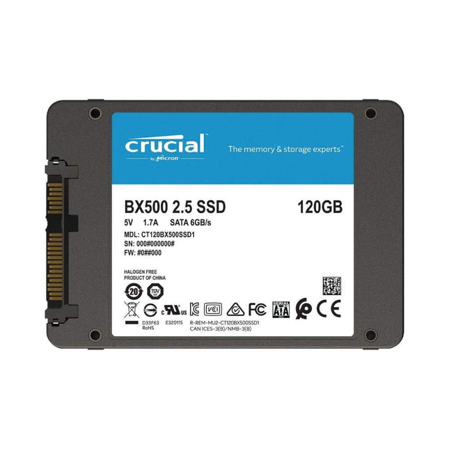 Crucial BX500 2.5 SSD 120GB on a white background