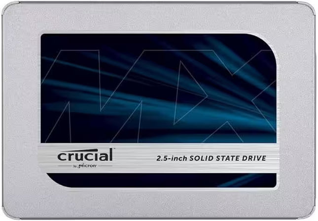 Crucial 2.5-inch solid-state drive with blue and black design