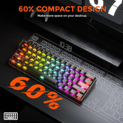 DAREU COOL60 Wired 8K Magnetic Gaming Keyboard - 0.01mm RT Accuracy, Ultra-Fast Response, Hot-Swappable Magnetic Switches, Compact 60% Layout, RGB Backlight, Professional Esports Performance Keyboard (NEW) 30 Days Warranty Warranty
