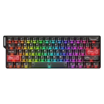 RGB backlit keyboard with a black frame on a white background