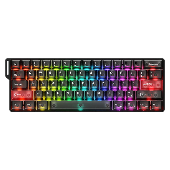 RGB backlit keyboard with a black frame on a white background