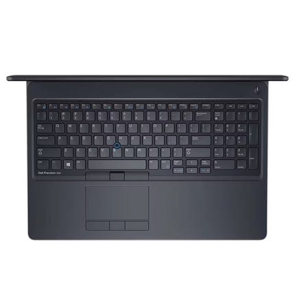 Dell Precision 7520 laptop viewed from above, showing the full keyboard, numeric keypad, trackpoint, and touchpad.