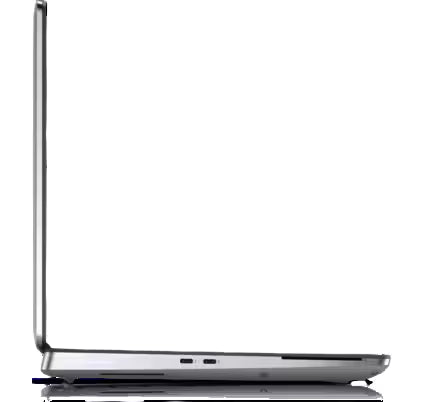 A slim silver laptop shown from a low side angle against a plain white background.