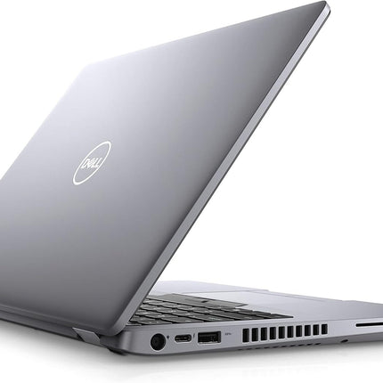 Silver Dell laptop on a white background