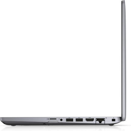 Side view of a silver laptop on a white background