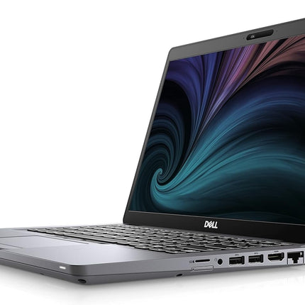 Laptop with a colorful display on a white background