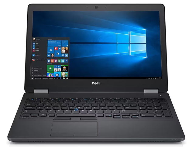 Black Dell laptop with Windows operating system on the screen