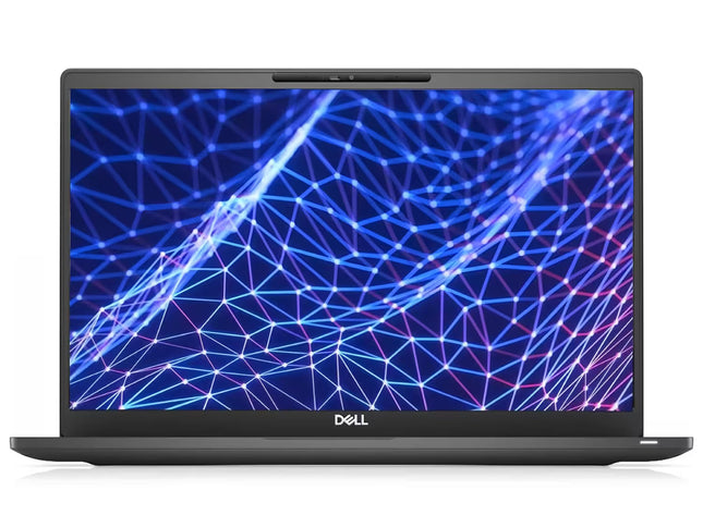 Laptop with a colorful geometric design on the screen on a white background