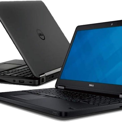 Two black Dell laptops on a white background