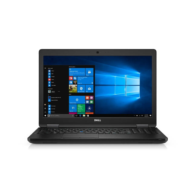 Black Dell laptop with Windows operating system on a white background