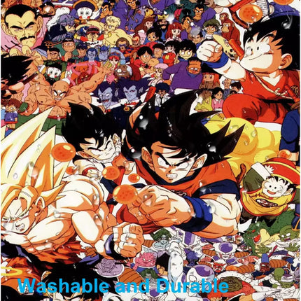 Collage of animated characters with a prominent figure in the center, featuring text 'Washable and Durable'.