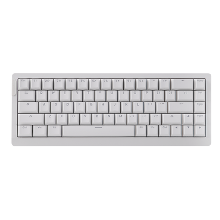 White mechanical keyboard on a white background