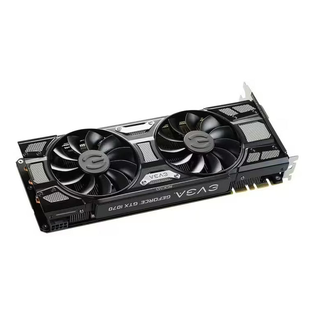 EVGA GeForce GTX 1070 8GB graphics card, angled front product image