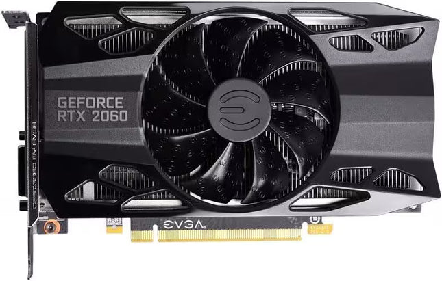 GeForce RTX 2060 graphics card with Evga branding on a black background